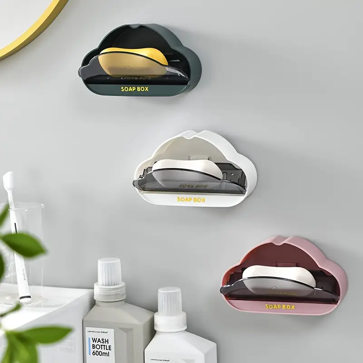 Cloud Shaped Wall Mounted Soap Holder, Wall Mounted Soap Dish Box, Bathroom Hanging Soap Tray, Plastic Bathroom Soap Holder Cloud Shaped Wall Mounted Soap Holder, Wall Mounted Soap Dish Box, Bathroom Hanging Soap Tray, Plastic Bathroom Soap Holder